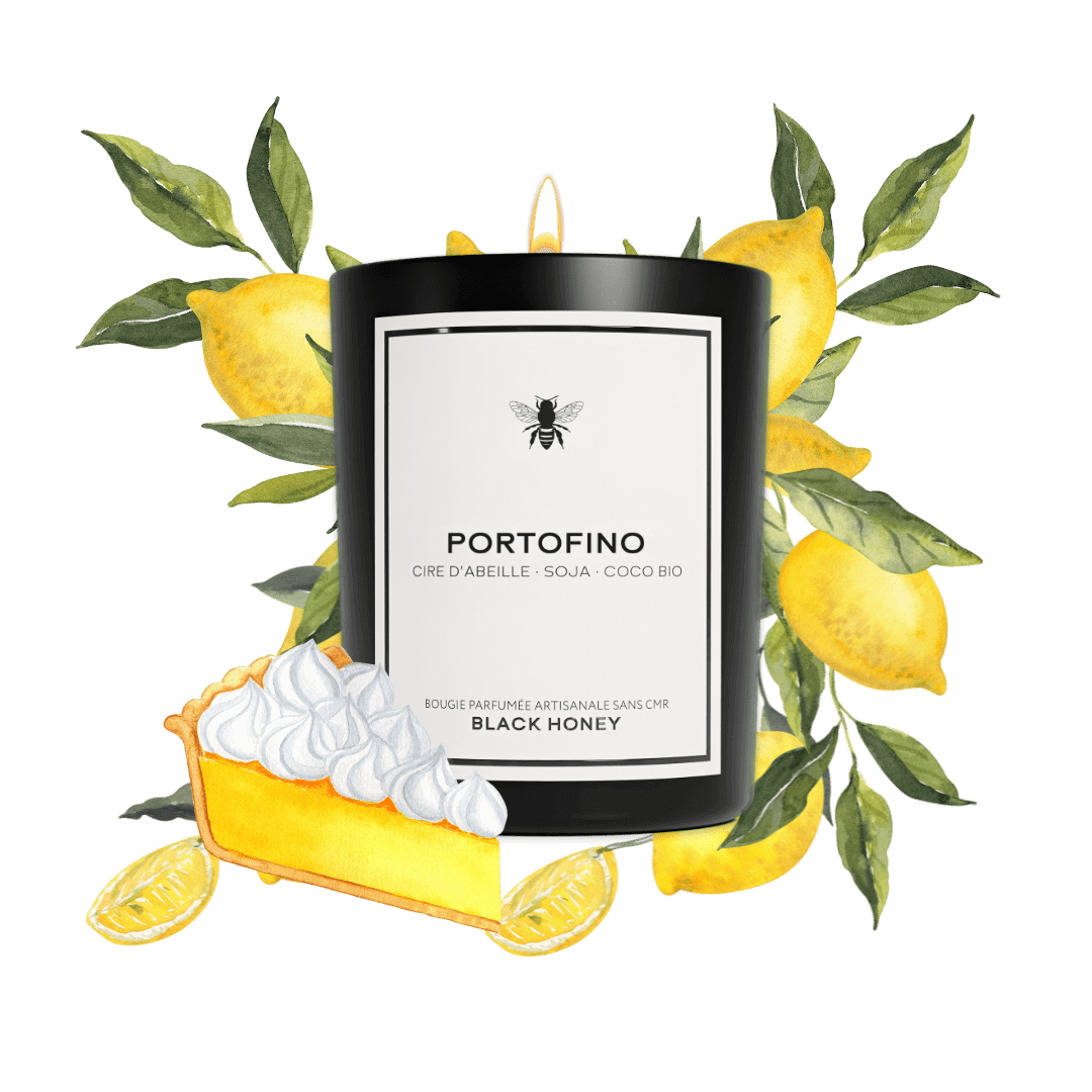 BLACK HONEY Parfums Classique (220g) Bougie citron meringué à Portofino