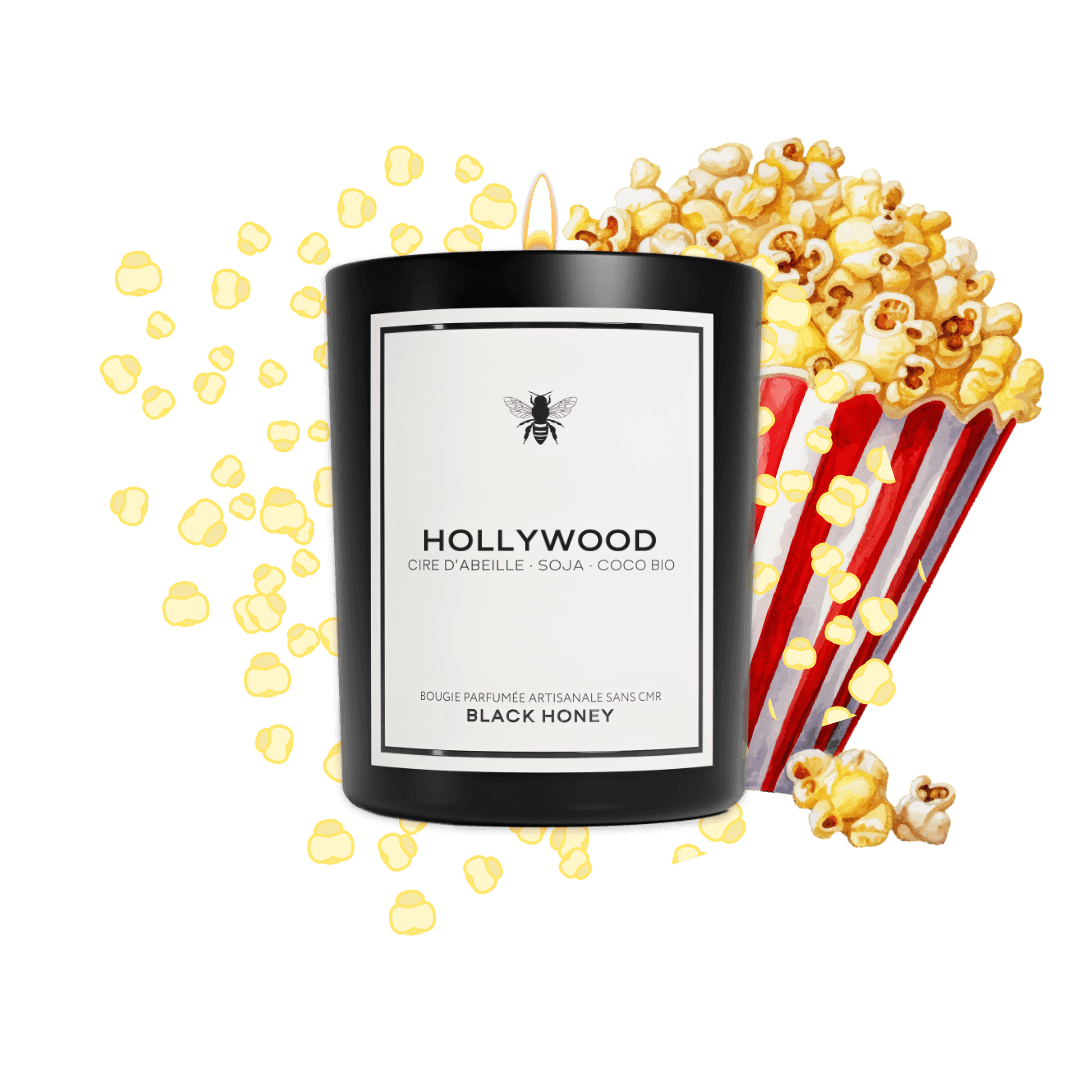 BLACK HONEY Parfums Classique (220g) Bougie popcorn à Hollywood