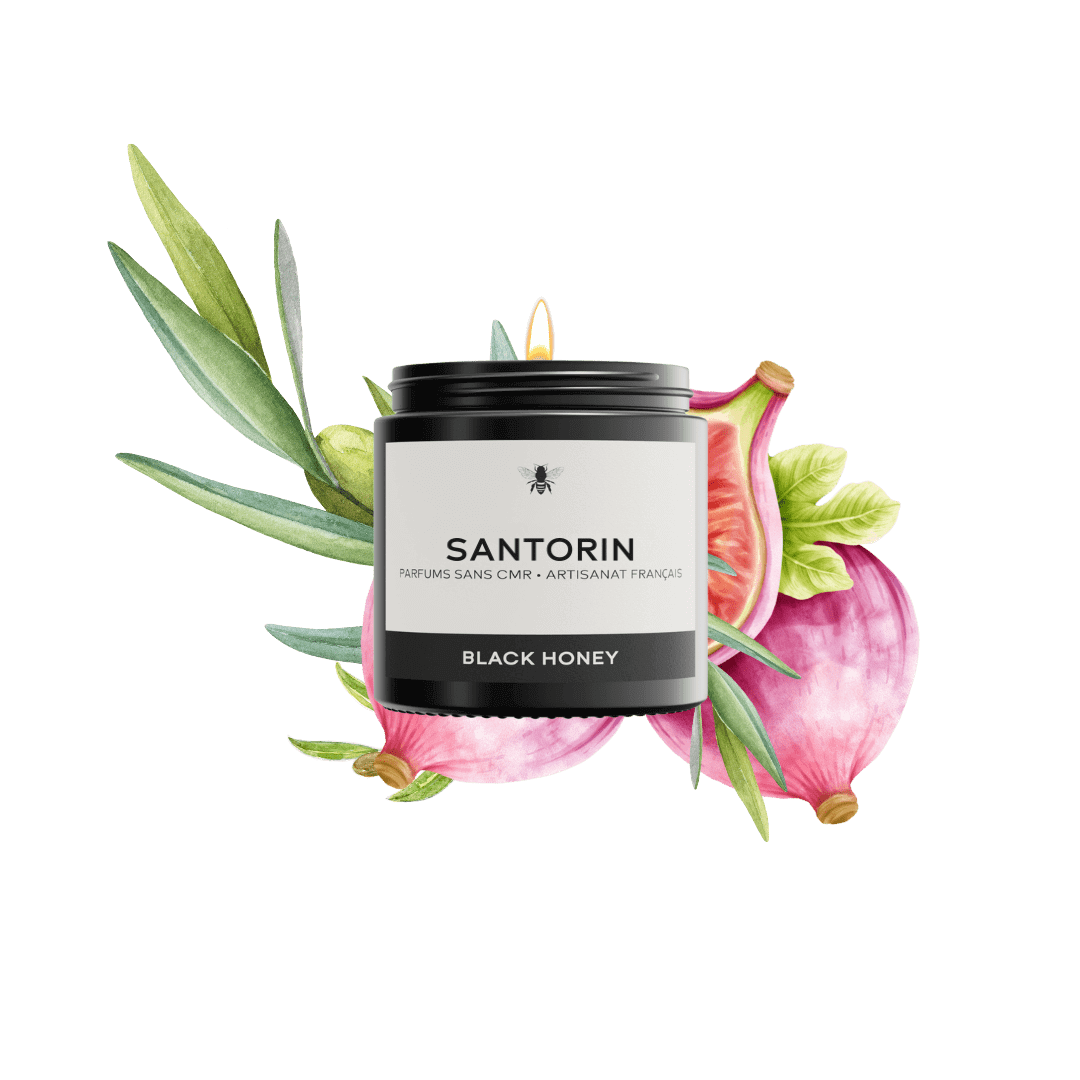 BLACK HONEY Parfums Petite (90g) Bougie figue à Santorin